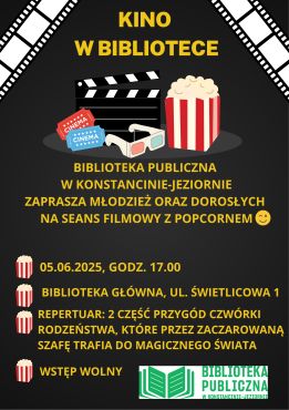 Kino w bibliotece- seans filmowy dla młodzieży i dorosłych w Bibliotece Głównej