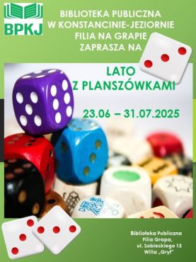 Planszówki w filii na Grapie 23.06-31.07.2025 r.